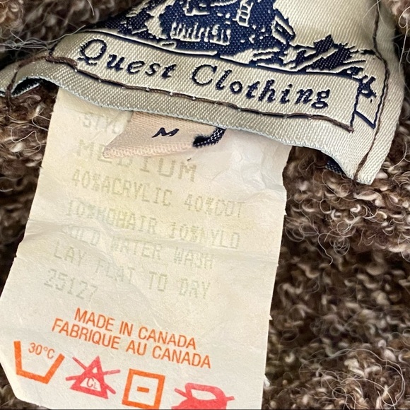 Vintage knit sweater unlimited quest clothing Canada brown white medium - Picture 5 of 5